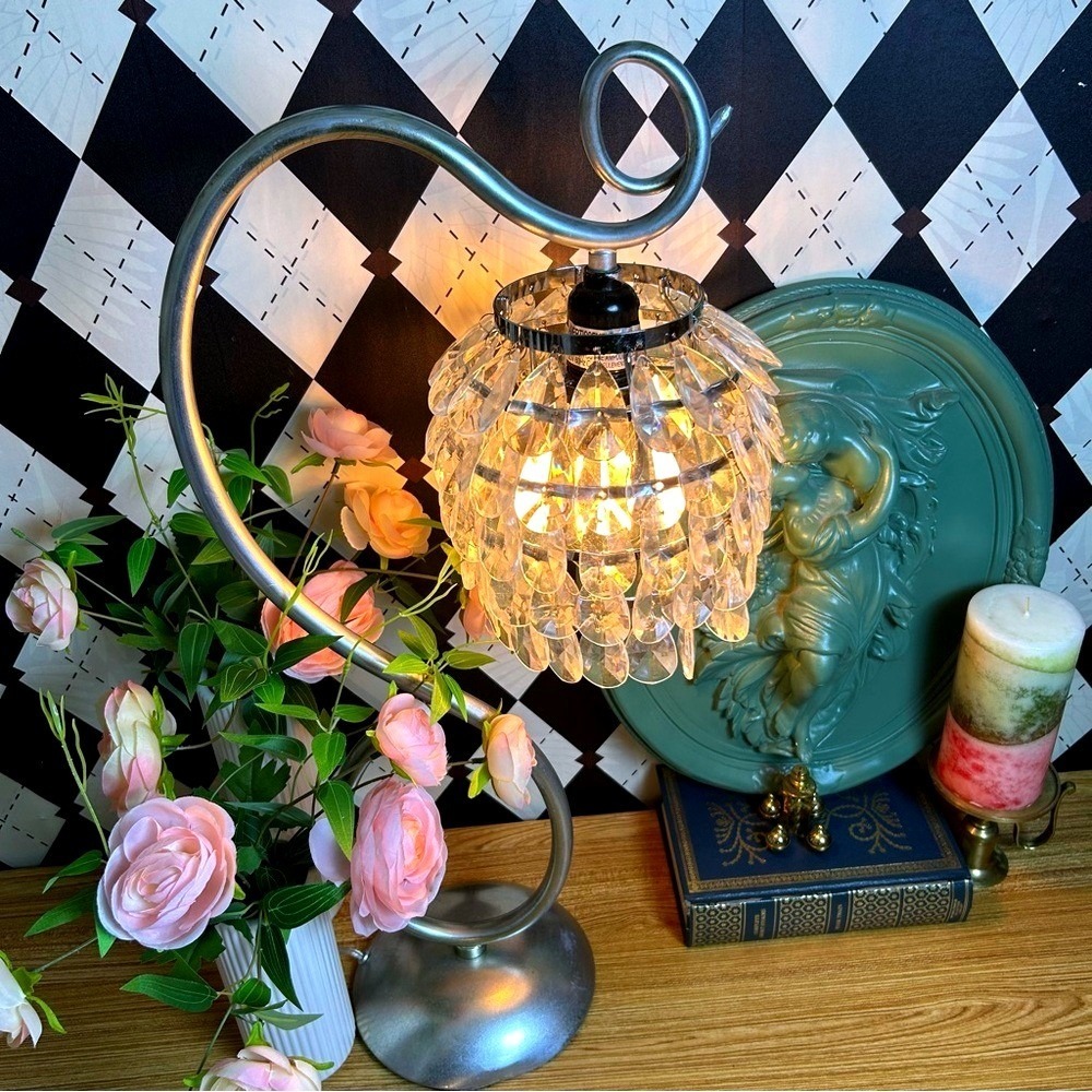 Darling Table Lamp – Metallic Sculptural Base‎ with Tiered Acrylic Drops - Picture 4 of 14